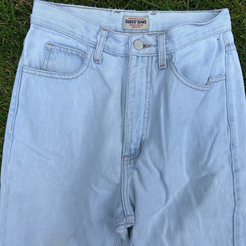 Vintage 80s Guess Jeans Womens Sz 28 Light Blue Denim 1050 Faded Mom Made in USA - Picture 6 of 9